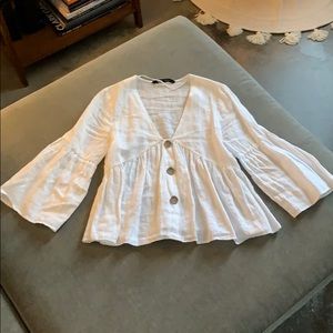 linen bell sleeve baby doll top